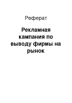 Реферат: Рекламная кампания по выводу фирмы на рынок