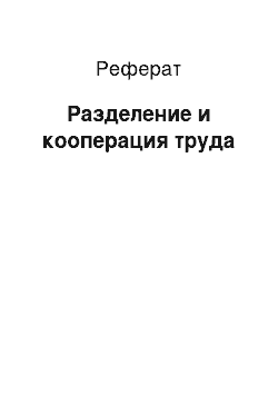 Реферат: Разделение и кооперация труда