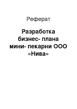 Реферат: Разработка бизнес-плана мини-пекарни ООО «Нива»