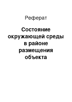 Реферат: Состояние окружающей среды в районе размещения объекта