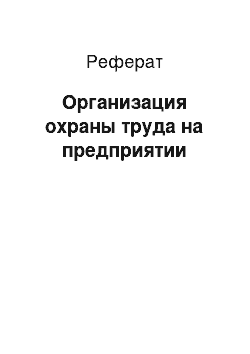 Реферат: Организация охраны труда на предприятии