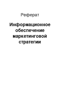 Реферат: Информационное обеспечение маркетинговой стратегии