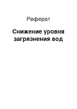 Реферат: Снижение уровня загрязнения вод