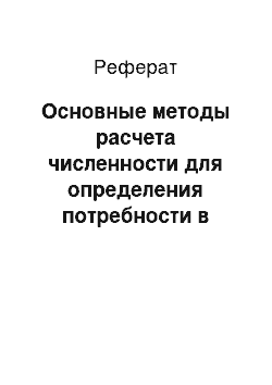 Реферат: Основные методы расчета численности для определения потребности в персонале