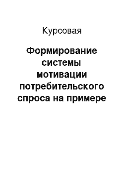 Курсовая: Формирование системы мотивации потребительского спроса на примере