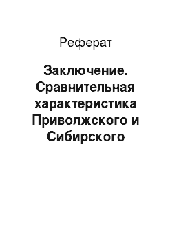 Реферат: Заключение. Сравнительная характеристика Приволжского и Сибирского федеральных округов