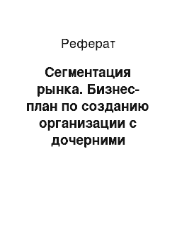 Реферат: Сегментация рынка. Бизнес-план по созданию организации с дочерними компаниями EMAG