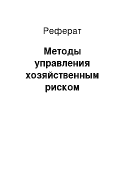 Реферат: Методы управления хозяйственным риском