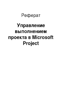Реферат: Управление выполнением проекта в Microsoft Project