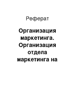 Реферат: Организация маркетинга. Организация отдела маркетинга на предприятии ЗАО "Майбел"