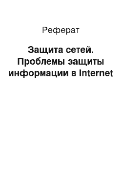 Реферат: Защита сетей. Проблемы защиты информации в Internet