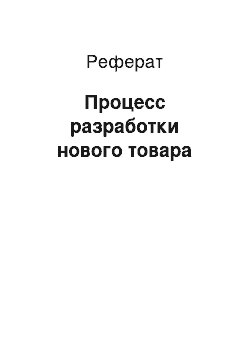 Реферат: Процесс разработки нового товара