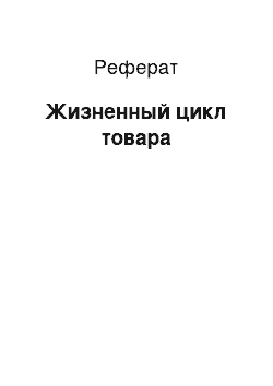 Реферат: Жизненный цикл товара