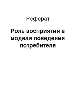 Реферат: Роль восприятия в модели поведения потребителя