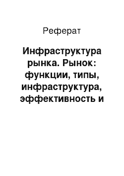 Реферат: Инфраструктура рынка. Рынок: функции, типы, инфраструктура, эффективность и недостатки