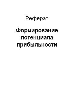 Реферат: Формирование потенциала прибыльности