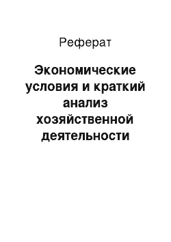 Реферат: Экономические условия и краткий анализ хозяйственной деятельности предприятия