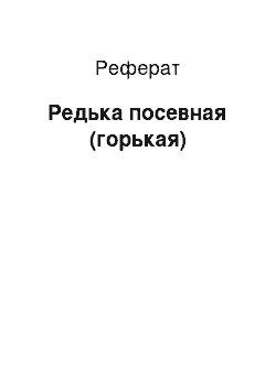 Реферат: Редька посевная (горькая)