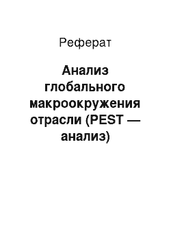 Реферат: Анализ глобального макроокружения отрасли (PEST — анализ)