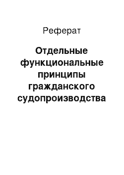 Реферат: Отдельные функциональные принципы гражданского судопроизводства