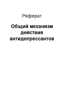 Реферат: Общий механизм действия антидепрессантов