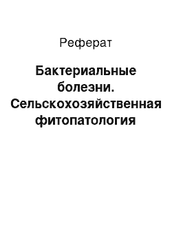 Реферат: Бактериальные болезни. Сельскохозяйственная фитопатология