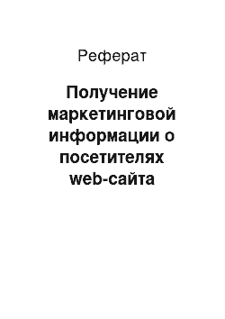 Реферат: Получение маркетинговой информации о посетителях web-сайта