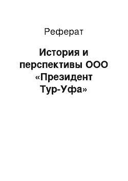 Реферат: История и перспективы ООО «Президент Тур-Уфа»