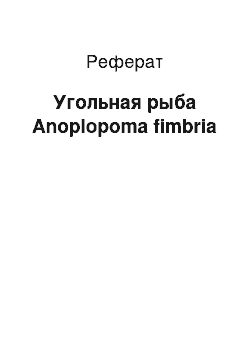 Реферат: Угольная рыба Anoplopoma fimbria