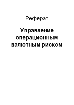 Реферат: Управление операционным валютным риском