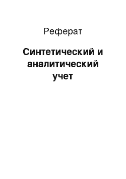 Реферат: Синтетический и аналитический учет