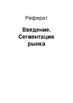 Реферат: Введение. Сегментация рынка